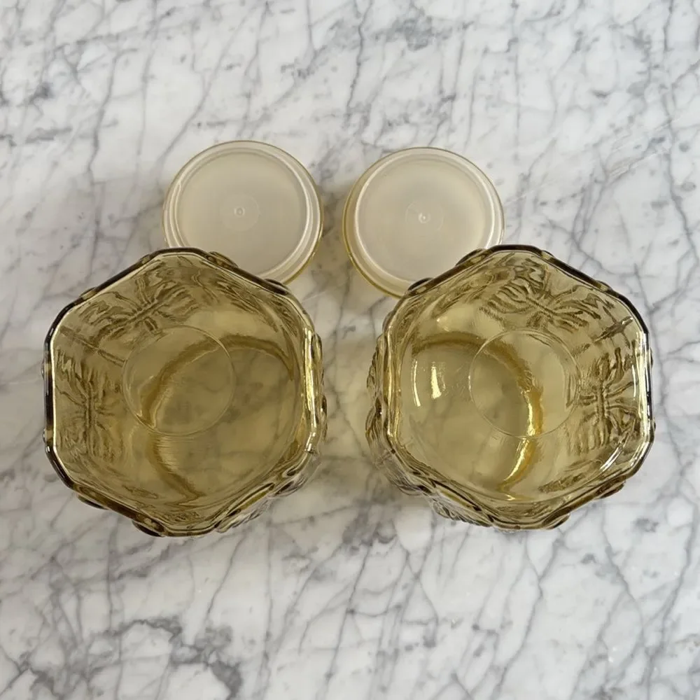 Vintage L.E. Smith Atterbury Scroll glass canister jar X2 apothecary